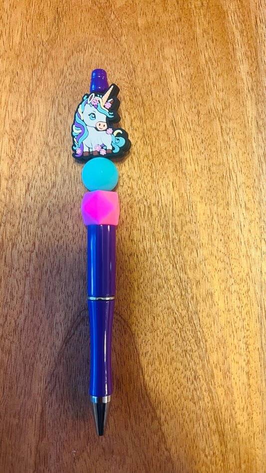 Pen with Unicorn Focal Colors: Turquoise and Pink