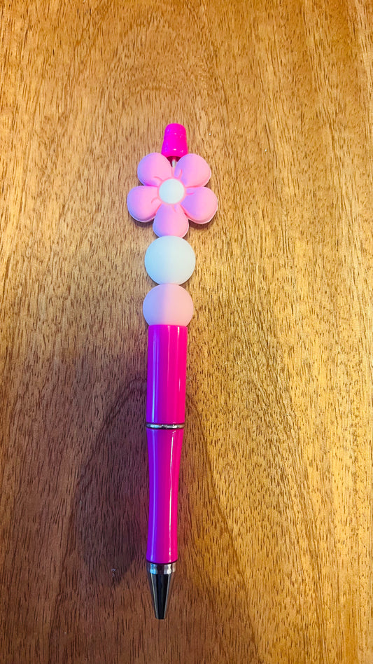 Pen with Pink Flower Focal Colors: Baby Pink and White