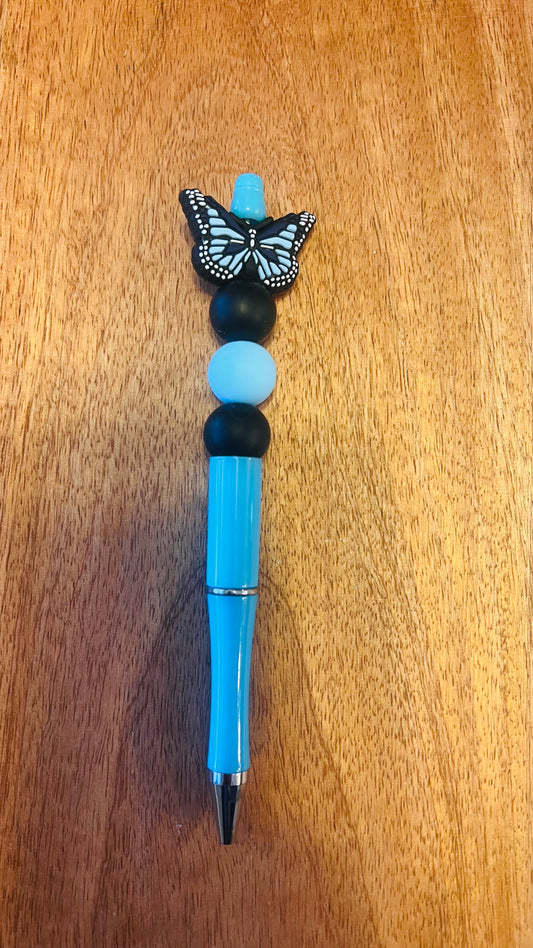 Pen with Butterfly Focal colors: Black and Sky Blue