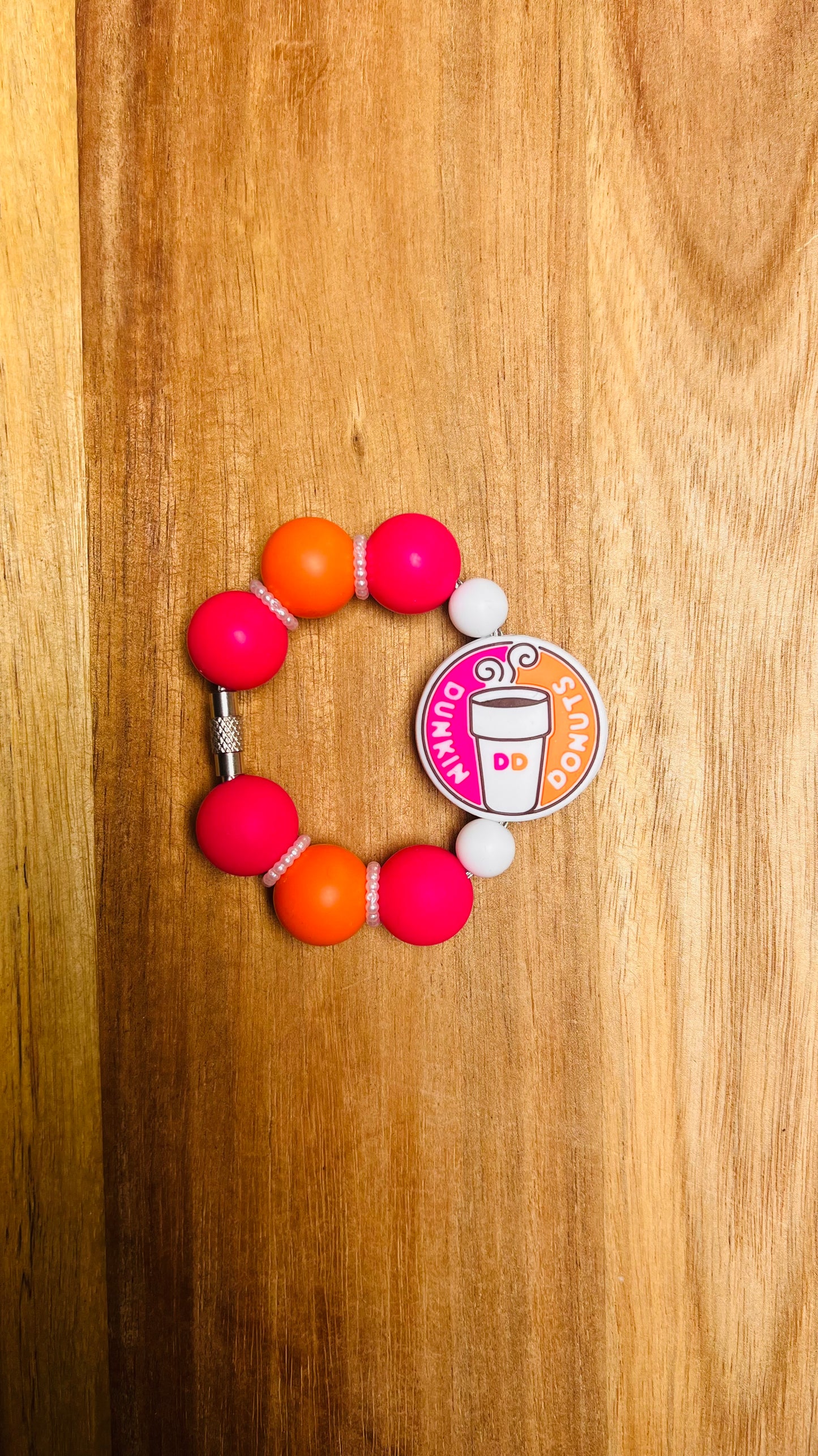 Cup Charm with Dunkin Focal Colors: Pink, Orange, and White