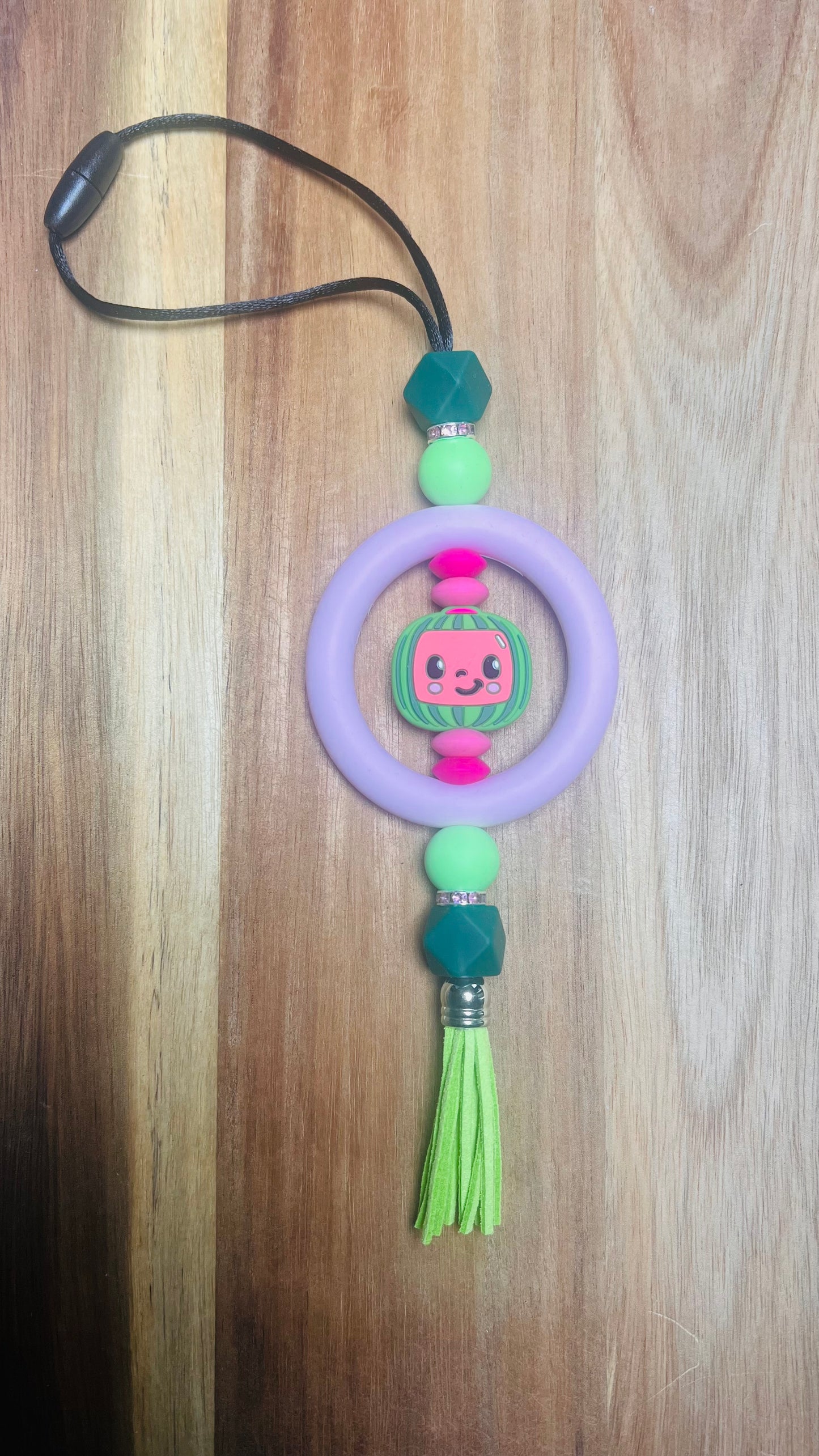 Car Charm with CoCoMelon Focal Colors: Pink and Green