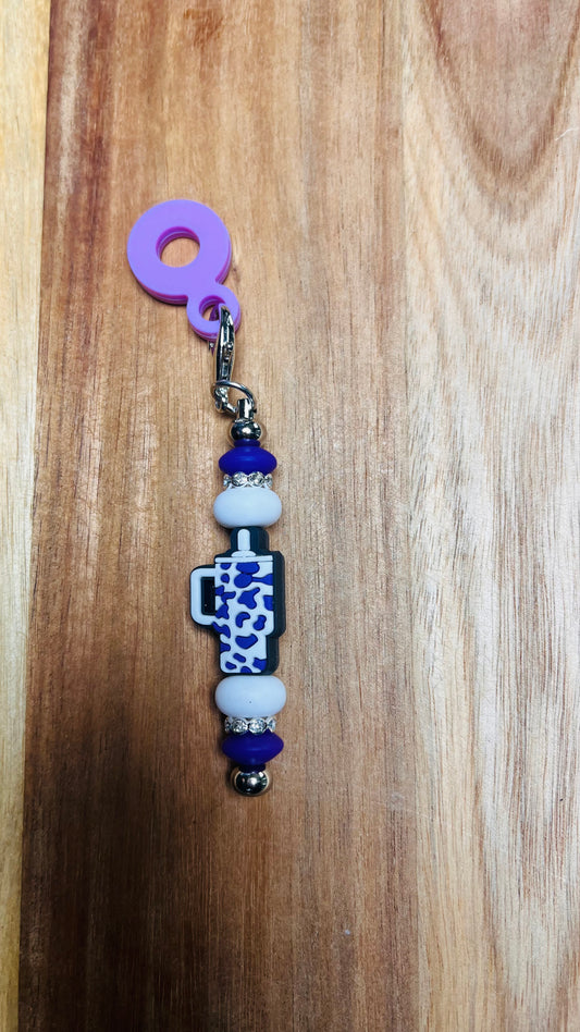 Straw Charm with Purple Cup focal Colors: Purple and White