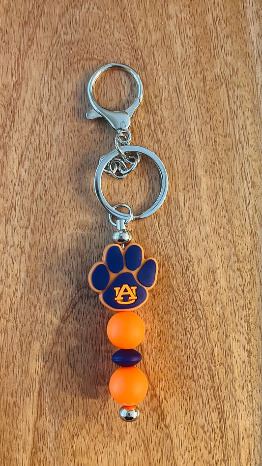 Bar Keychain with Auburn Football Focal Colors: Navy and Orange