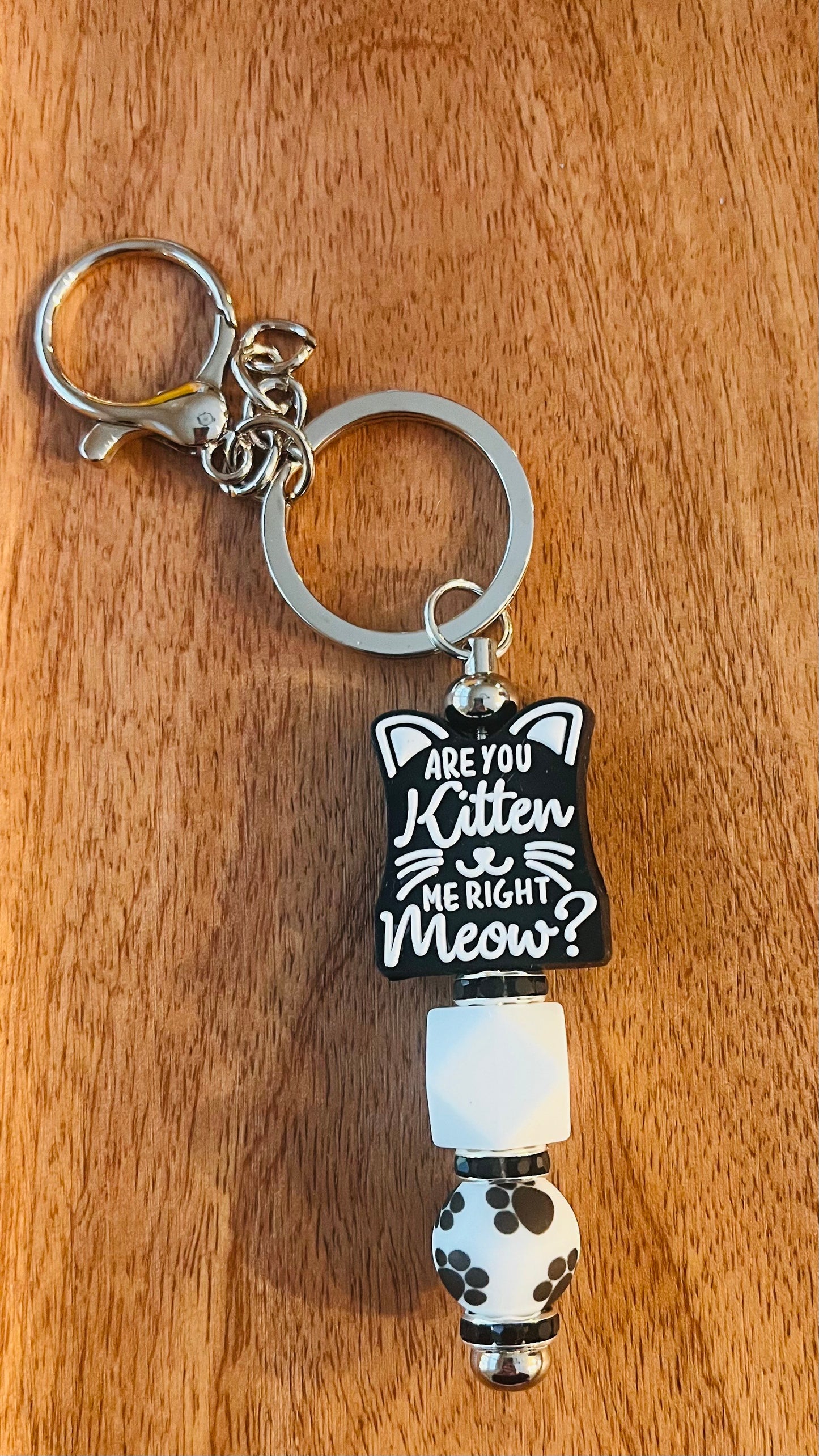 Bar Keychain (mini) with Are You Kitten Me Right Now Focal