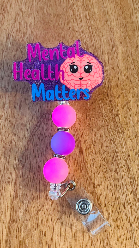 Badge Reel- Mental Health Matters Colors: Purple and Pink