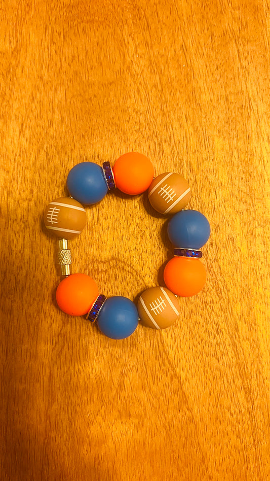 Cup Charm Florida Gators Colors: Football bead, Orange, and Primary Blue