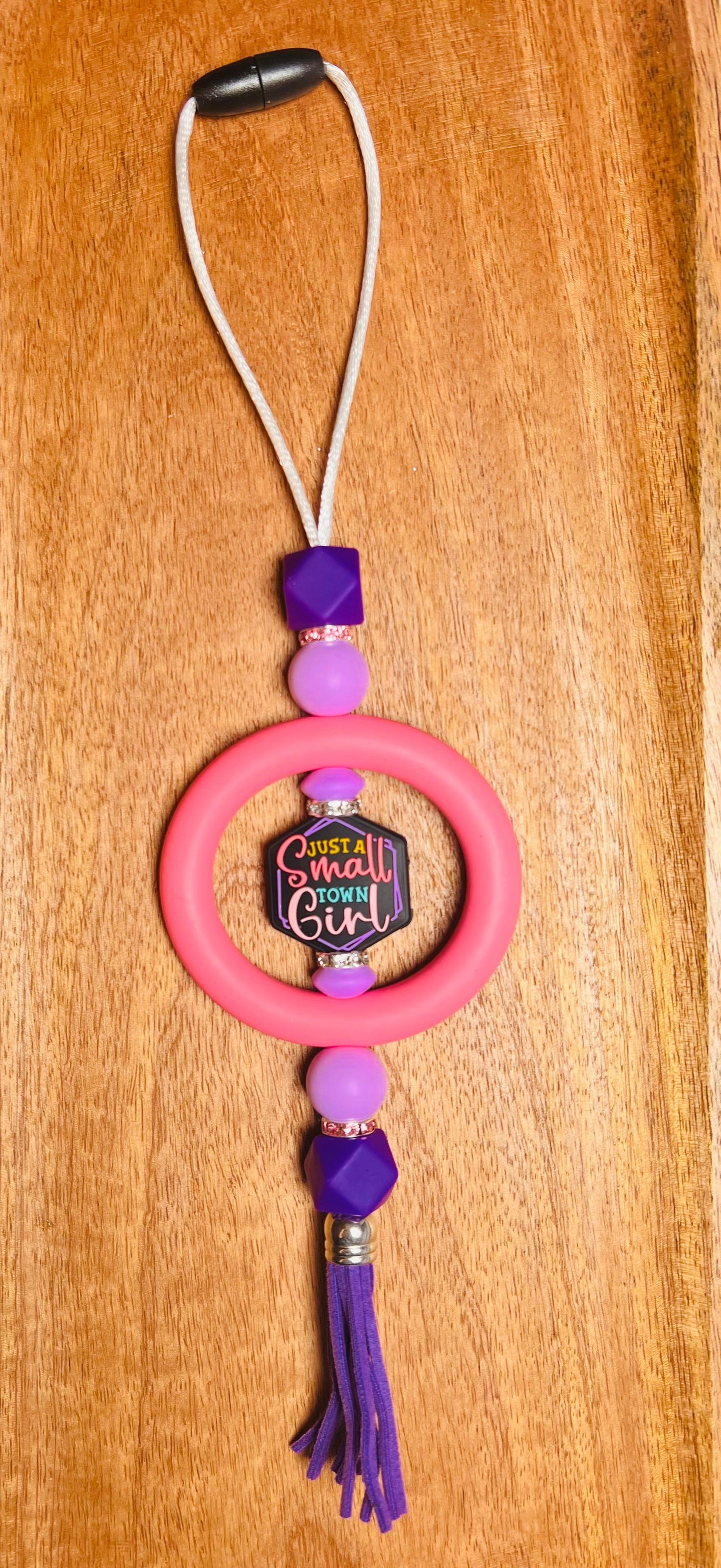 Car Charm with Just a Small Town Girl Focal Colors: Pink and Purple