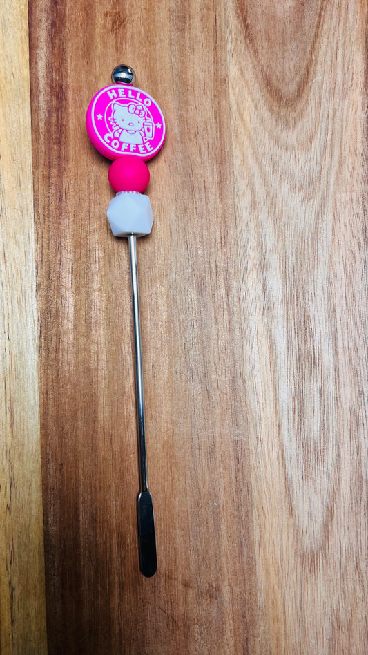 Coffee/Beverage stirrer with Hello Coffee focal