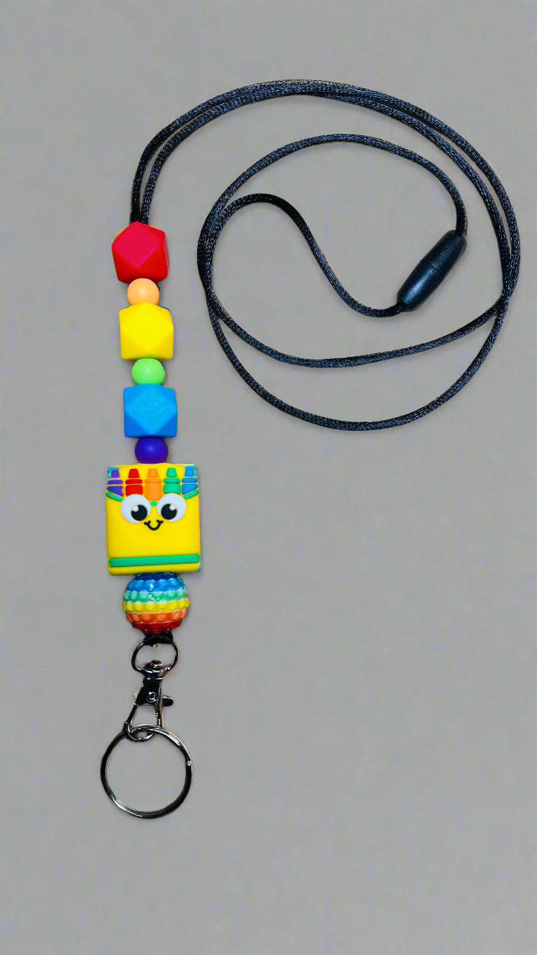 Teacher Lanyard with crayon focal